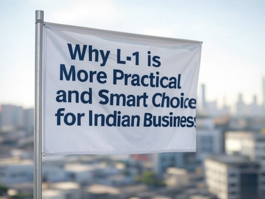 A white flag with text Why L-1 is More Practical and Smart Choice for Indian Business